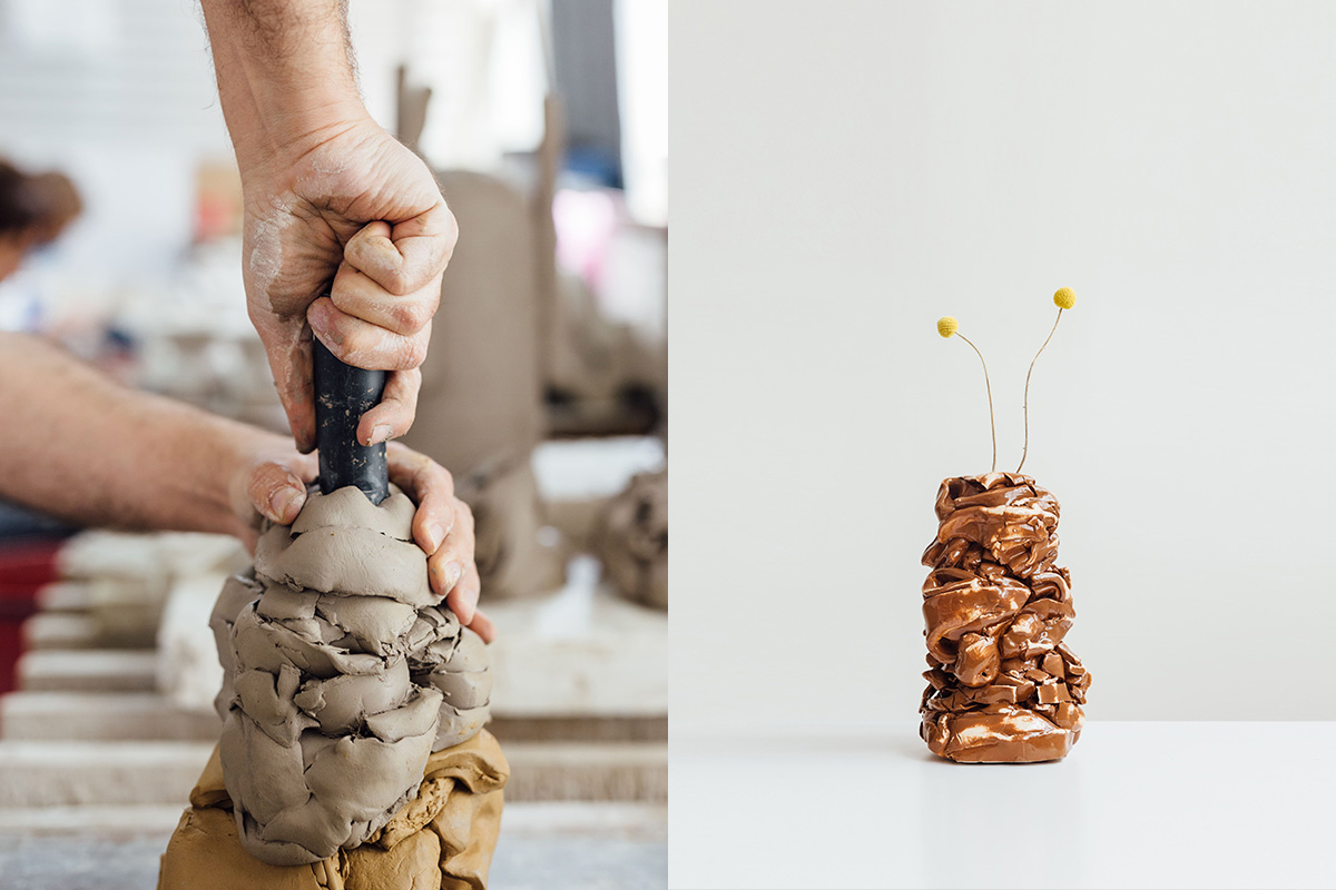 The accumulated scraps from various production processes shaped the ceramic objects