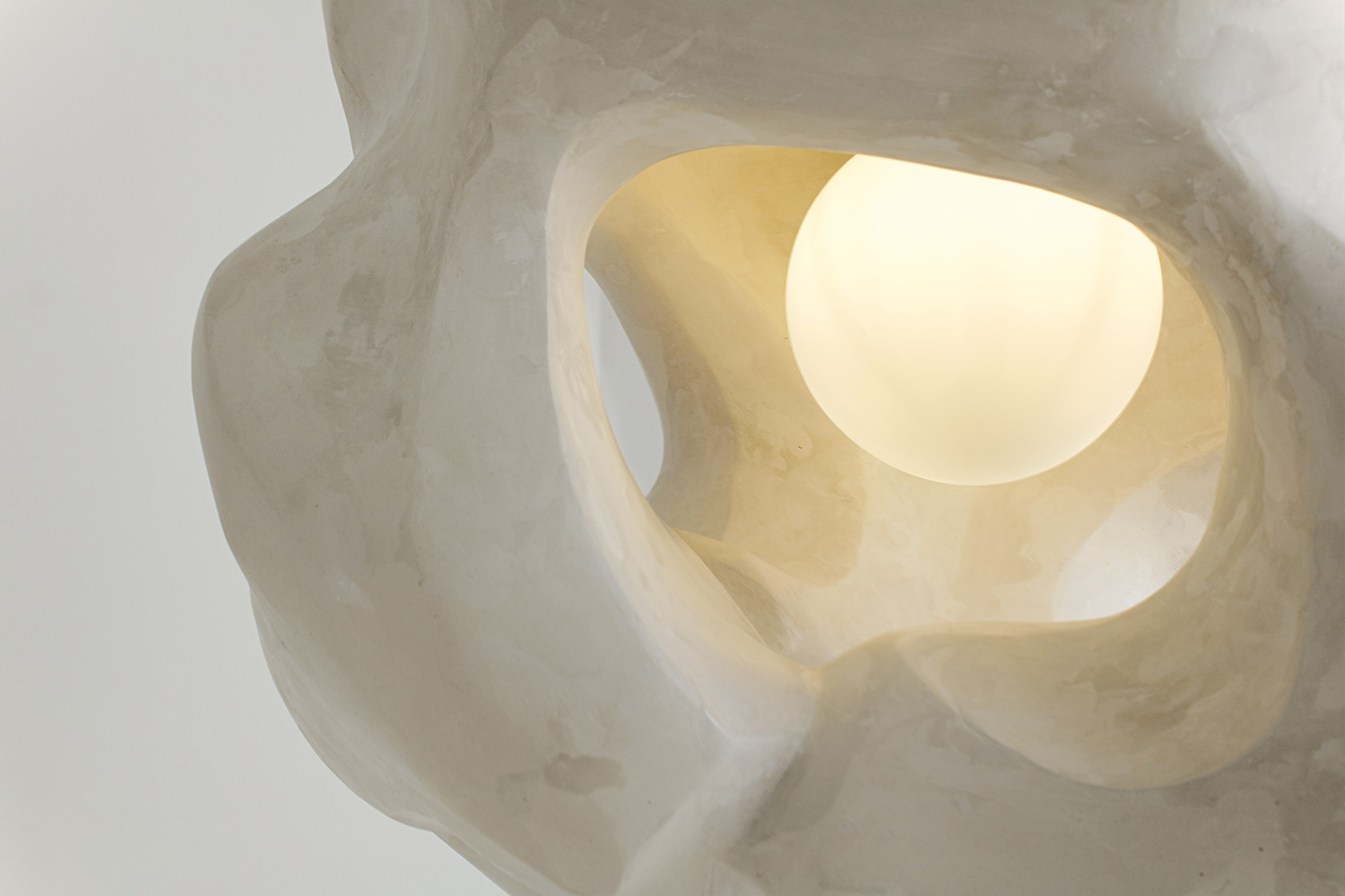 The light source cocooned within the gypsum body