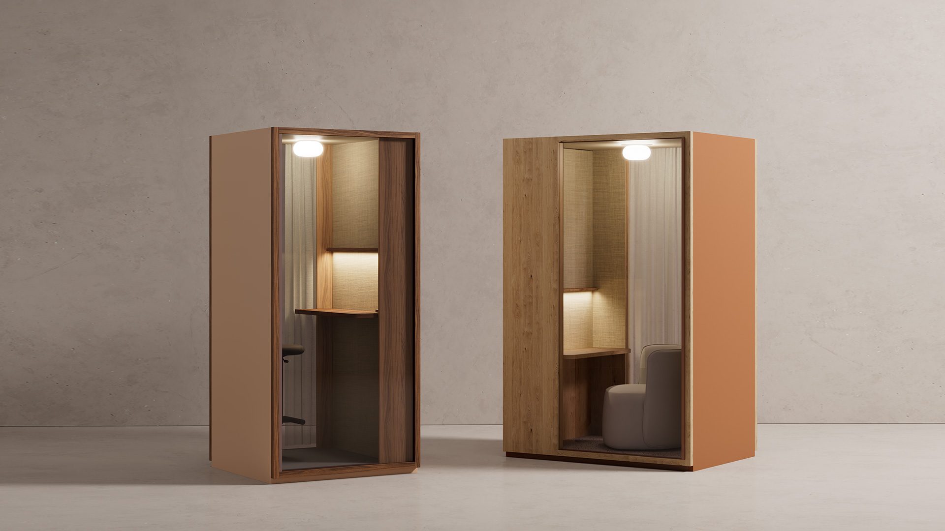 PHONE BOOTH L Office booth with built-in lights By Kettal